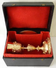 Antique solid silver gilt French Passion Chalice